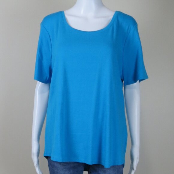 NEW Chico's Ultimate Tee 100% Cotton Short Sleeve SIZE 3 (XL) Aqua - Picture 1 of 10